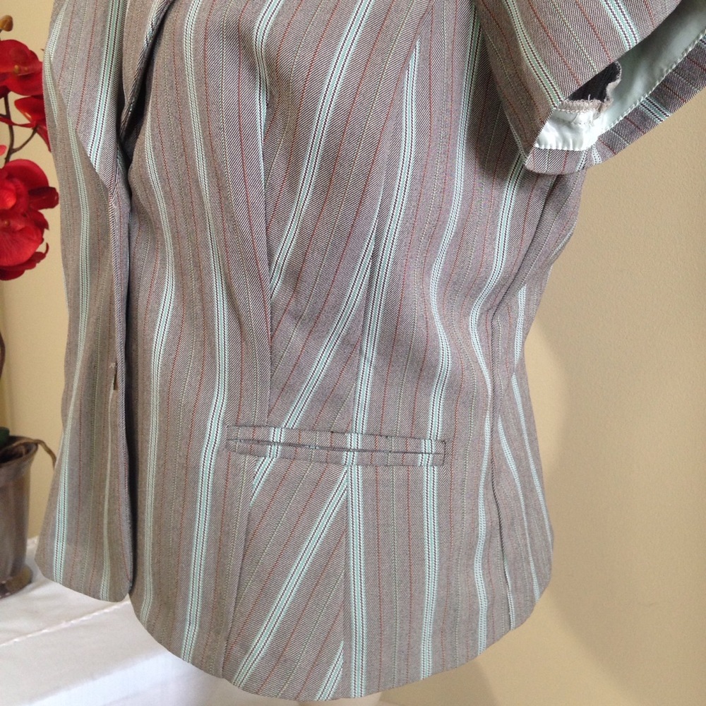 NEW Blazer Jacket Vintage Candies Career Tailored fit Striped Tufted Short Sl Lg